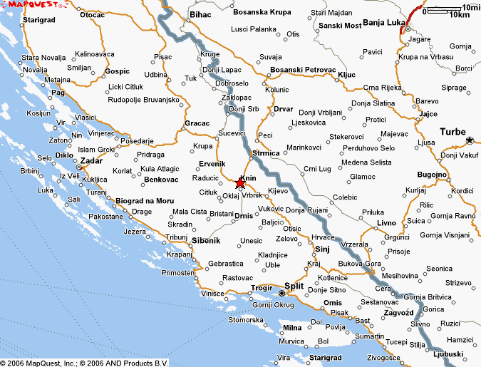 map of knin